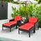 Costway 5 PCS Patio Rattan Furniture Set Sofa Ottoman Table w/Cushion Garden Red